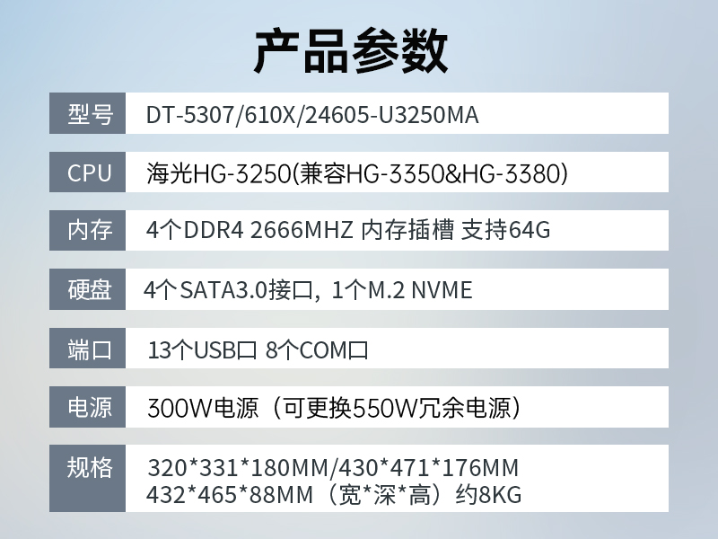 國內(nèi)工控機(jī),國產(chǎn)海光處理器主機(jī),DT-5307-U3250MA